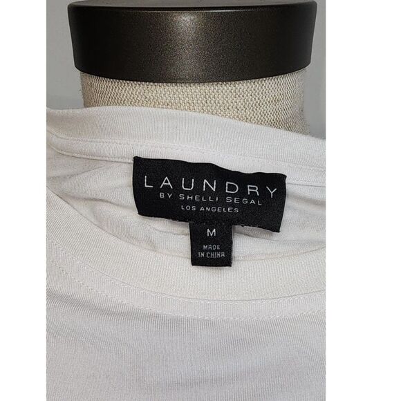 Laundry by Shelli Segal  White Sleeveless Shoulder Pad T-Shirt Size M - Picture 4 of 6